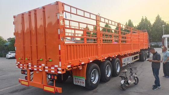 Wosheng 40-100 Tonnen Gebrauchsmittel Seitenwand Offene Viehzucht Gemüse Zaun Lkw Anhänger mit Zugstange