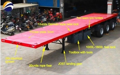 40ft Flachbettbehälter Flachbett Semi-Anhänger mit 2&quot; oder 3,5&quot; King Pin und 3 oder 4 Achsen