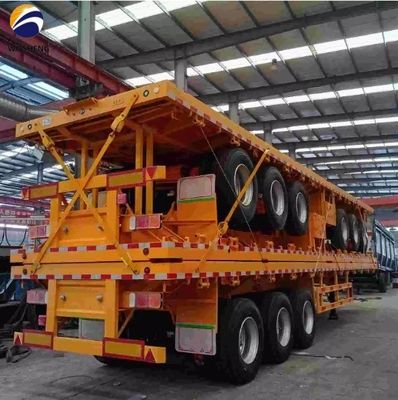 Mechanische Aufhängung 40ft Dreiachsige Flachbett-Semi-Anhänger für Container oder Maschinen