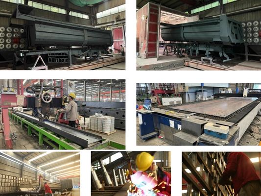 80T Flachbettenholz- oder Baumstammlader Halbanhänger mit Seitensäulen Mechanische Aufhängung