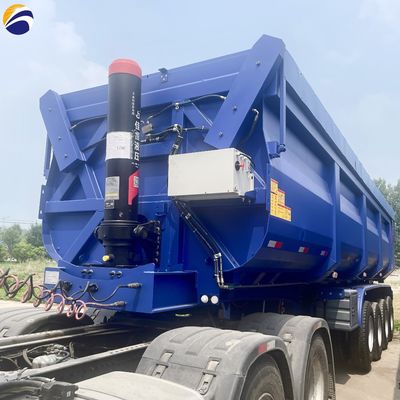 4 Achsen Hydraulischer Rücken-Dump-End Kippen-Semi-Anhänger für Sandstein Getreide Transport