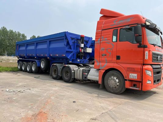 4 Achsen Hydraulischer Rücken-Dump-End Kippen-Semi-Anhänger für Sandstein Getreide Transport