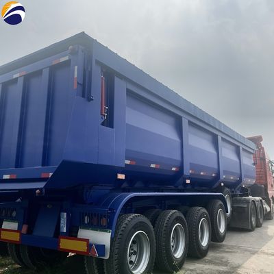 4 Achsen Hydraulischer Rücken-Dump-End Kippen-Semi-Anhänger für Sandstein Getreide Transport