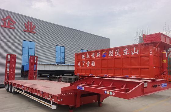 Hochkapazitäts 60-120 Tonnen Gooseneck Low Bed Semi Trailer mit guter und 3-5 Achsen Kapazität