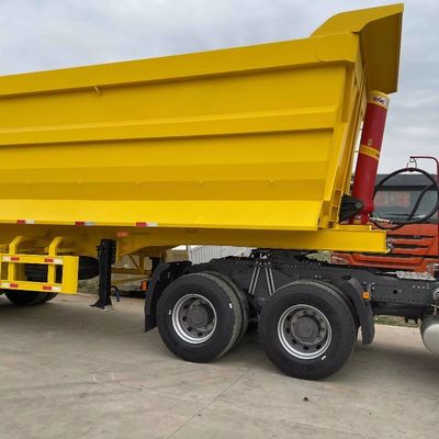 WOSHENG 40 Kubik-Schwerlast-Tipper Hydraulischer Rücken-Dump Tipping Anhänger 3 Achse 4 Achse