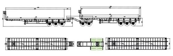 20FT 40FT Doppelverbindung Flatbed Semi-Truck Anhänger mit und AIR/Mechanische Aufhängung