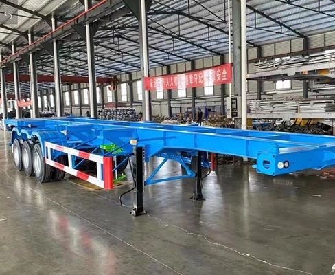 Transportfunktion 3 Achse Blaues Skelett Halbanhänger für den Transport von 40 Fuß Containern