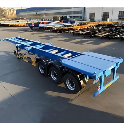 Transportfunktion 3 Achse Blaues Skelett Halbanhänger für den Transport von 40 Fuß Containern