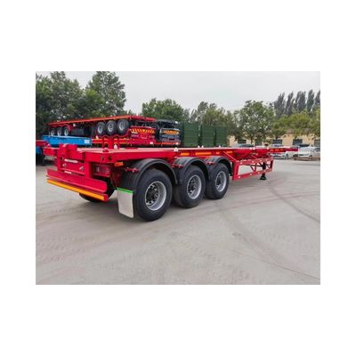 50T 3 Achsen Container Skelett Halbanhänger mit 9,0-20 * 12pcs 90 Rim in Rot und Gelb