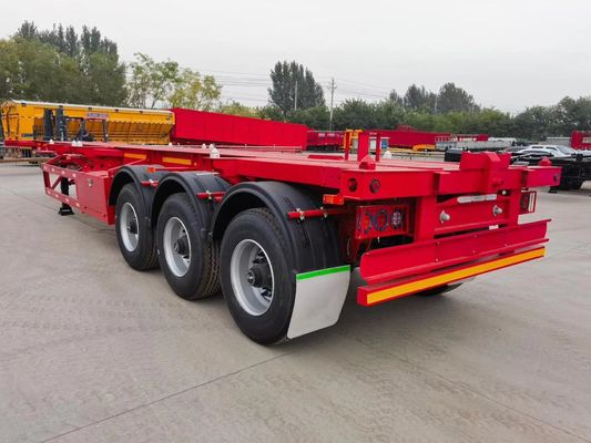 50T 3 Achsen Container Skelett Halbanhänger mit 9,0-20 * 12pcs 90 Rim in Rot und Gelb