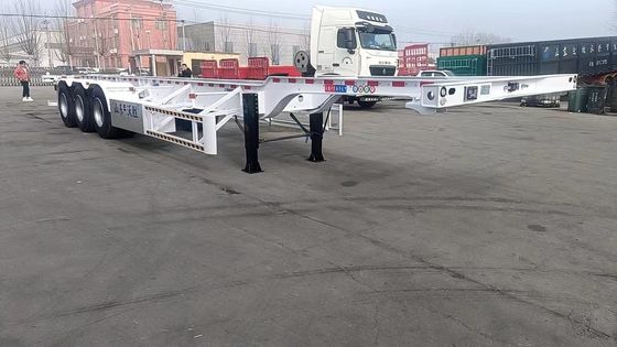 50T 3 Achsen Container Skelett Halbanhänger mit 9,0-20 * 12pcs 90 Rim in Rot und Gelb