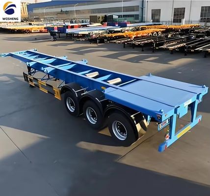 WOSHENG Tri-Axle 40FT 3 Achsen 40 Tonnen Ladungschassis Skelett Halbanhänger mit Materialien