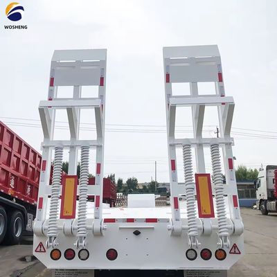 Stahl-Low-Bed-Semi-Trailer für Simbabwe 3-Achse 40-80 Tonnen Hydraulische Leiter-Ladegerät Drop Deck