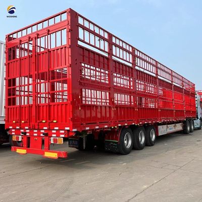 Wosheng 3 Achsen 20-50T Vieh-Hochzaun Semi-Anhänger für den Transport von Gemüse