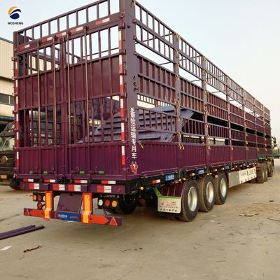 Wosheng 3 Achsen 20-50T Vieh-Hochzaun Semi-Anhänger für den Transport von Gemüse