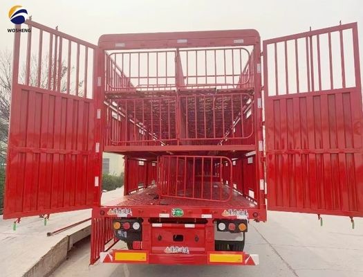 Wosheng 3 Achsen 20-50T Vieh-Hochzaun Semi-Anhänger für den Transport von Gemüse