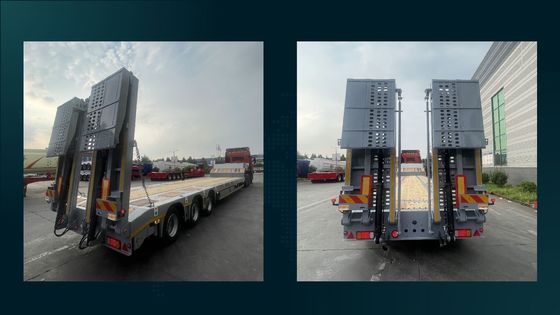 Luftfederung 3 Achsen 40 - 80 Tonnen Stahl-Low-Bed Semi-Trailer für Bagger und Dozer