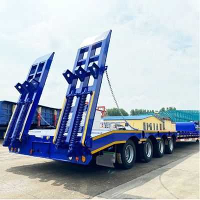 Leaf Spring 3-Achse Hydraulisches Ausdehnbares Lowboy-Lader Lowbed Semi-Trailer für schwere Lasten