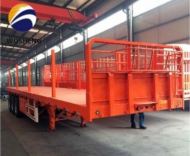 Q345b Hauptstrahl 3-Achse Flachbett-Lkw-Halbanhänger geeignet für 20 bis 40 Fuß-Container