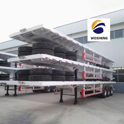 Reifen-Spezifikationen. Dreieck 3-Achse Stahl Flatbed Semi-Trailer für 20-40 Fuß Container