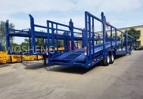 Lkw-Anhänger Wosheng 2 Achsen Fahrzeugträger Anhänger Doppeldecker Fahrzeugtransport Halbanhänger