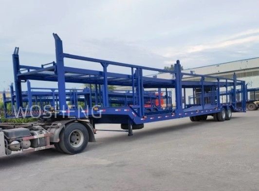 Lkw-Anhänger Wosheng 2 Achsen Fahrzeugträger Anhänger Doppeldecker Fahrzeugtransport Halbanhänger